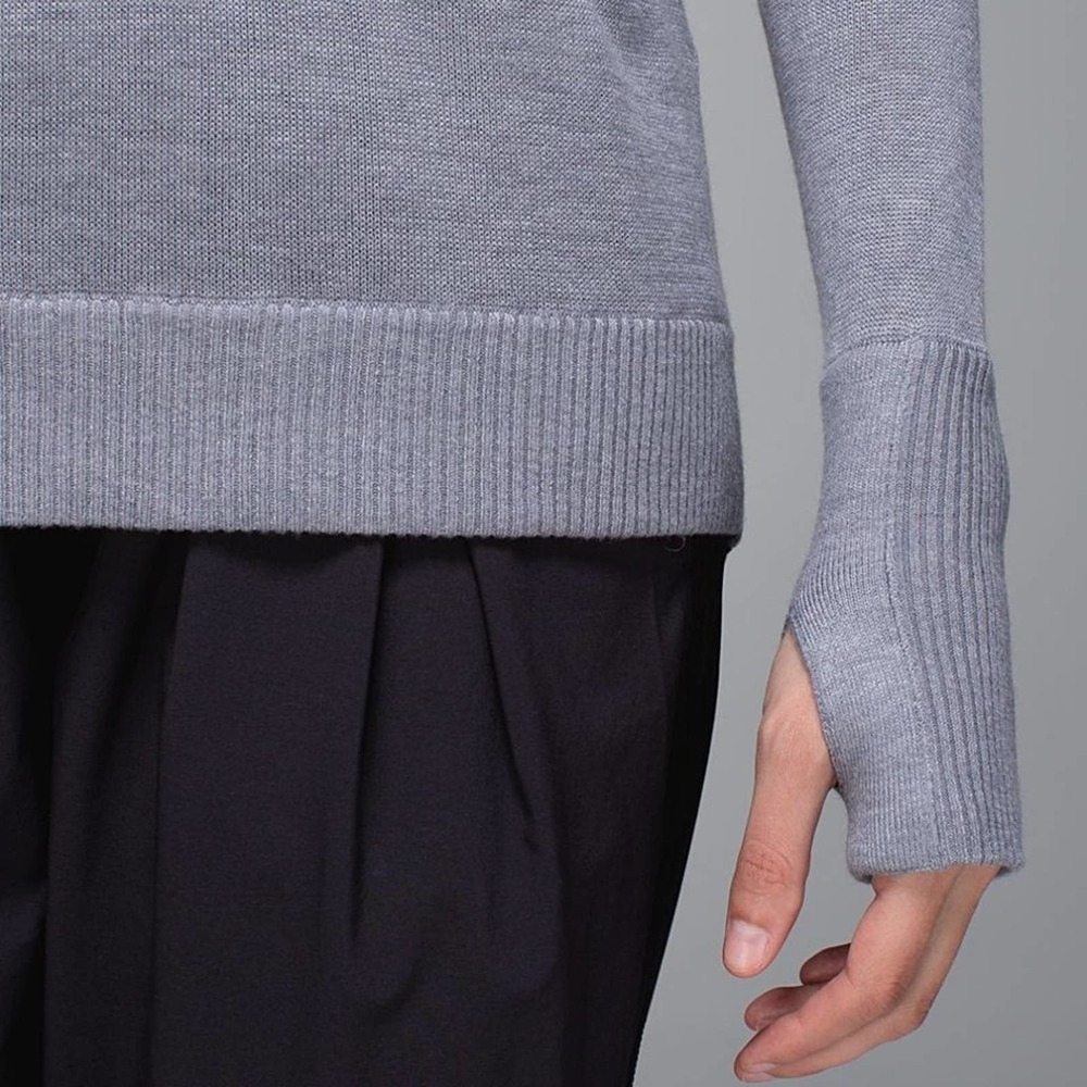 Lululemon Unity Drape-Back Keyhole Pullover Sweater in Heathered Fossil - Picture 8 of 12